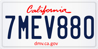 CA license plate 7MEV880