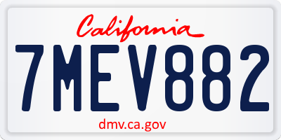 CA license plate 7MEV882