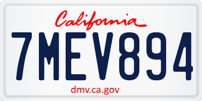 CA license plate 7MEV894
