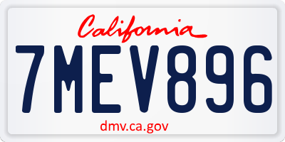 CA license plate 7MEV896