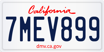 CA license plate 7MEV899
