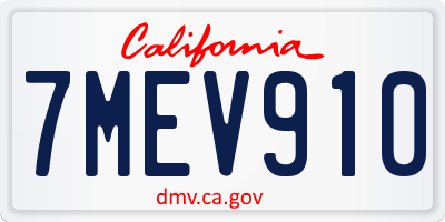 CA license plate 7MEV910
