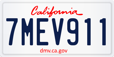 CA license plate 7MEV911