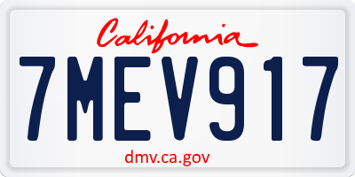 CA license plate 7MEV917