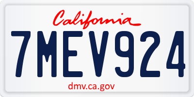 CA license plate 7MEV924