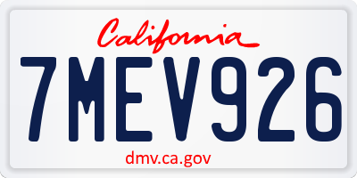 CA license plate 7MEV926