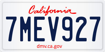 CA license plate 7MEV927
