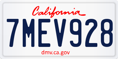 CA license plate 7MEV928