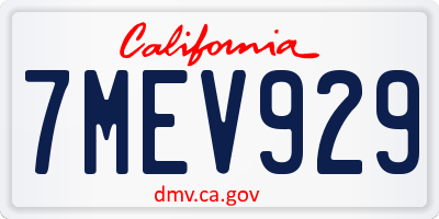 CA license plate 7MEV929