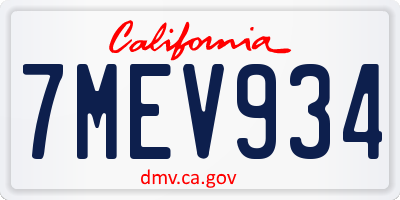 CA license plate 7MEV934