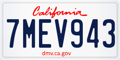 CA license plate 7MEV943