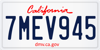 CA license plate 7MEV945
