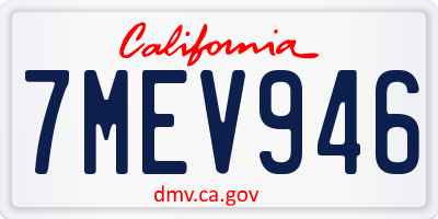 CA license plate 7MEV946