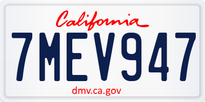 CA license plate 7MEV947