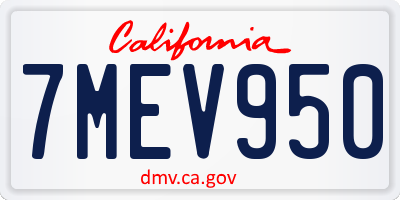 CA license plate 7MEV950