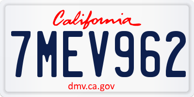 CA license plate 7MEV962