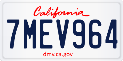 CA license plate 7MEV964