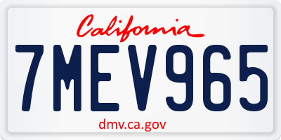 CA license plate 7MEV965