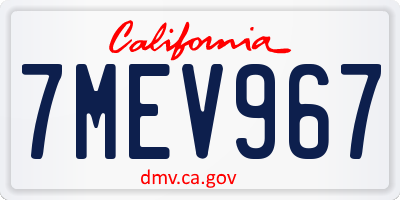 CA license plate 7MEV967