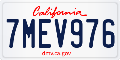 CA license plate 7MEV976