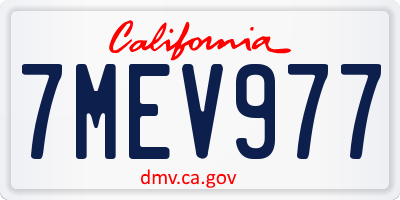 CA license plate 7MEV977