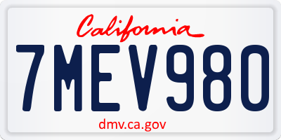 CA license plate 7MEV980