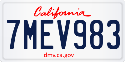 CA license plate 7MEV983