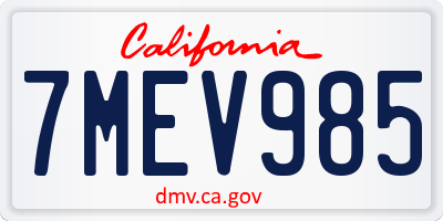 CA license plate 7MEV985