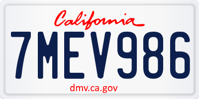 CA license plate 7MEV986