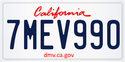 CA license plate 7MEV990