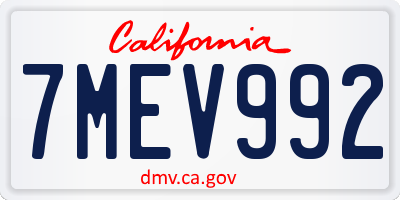 CA license plate 7MEV992