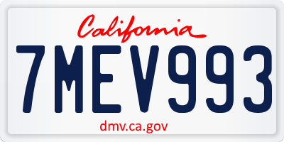 CA license plate 7MEV993