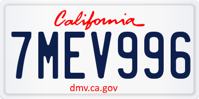 CA license plate 7MEV996