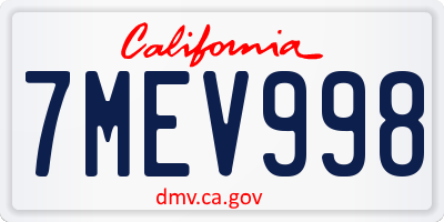 CA license plate 7MEV998