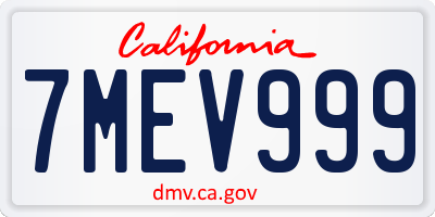 CA license plate 7MEV999