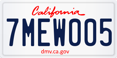 CA license plate 7MEW005