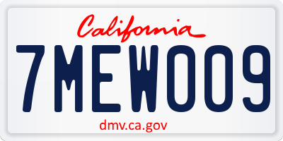 CA license plate 7MEW009