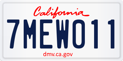 CA license plate 7MEW011