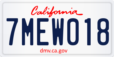 CA license plate 7MEW018