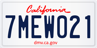 CA license plate 7MEW021