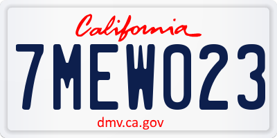 CA license plate 7MEW023