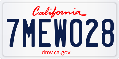 CA license plate 7MEW028