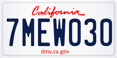 CA license plate 7MEW030