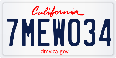 CA license plate 7MEW034