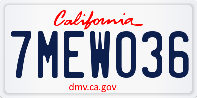 CA license plate 7MEW036