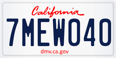 CA license plate 7MEW040