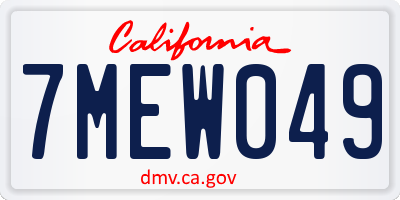 CA license plate 7MEW049