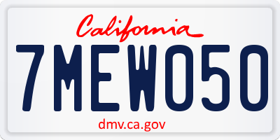 CA license plate 7MEW050