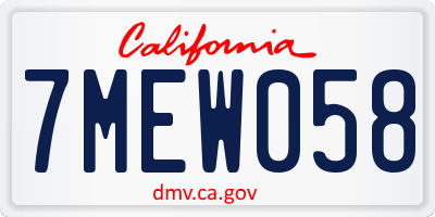 CA license plate 7MEW058