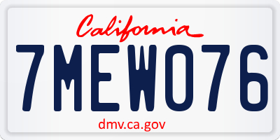 CA license plate 7MEW076